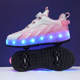 Vibrant LED Light-Up Roller Skate Shoes for Boys - Comfy Detachable Wheels, Breathable Mesh Upper, Durable Outsole, Perfect for Kids and Teens Outdoor Activities