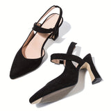 Women's High Heel Sandals, Elegant Point Toe Slingback Pumps, Fashion Solid Color Outdoor Shoes