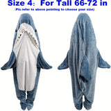 Cozy Shark Hoodie Blanket - Soft Flannel Wearable Sleeping Bag, Machine Washable, Contemporary Style