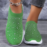 lutaotie Stylish Womens Walking Sneakers - Breathable, Lightweight, Comfortable, Stabilizing Shoes with Rhinestone Decor, Chunky Sole, and EVA Insole for All-Season Wear