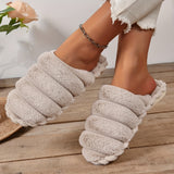 Women's Plush Winter Slippers, Solid Color Cozy & Warm Closed Toe Shoes, Comfy Indoor Floor Slippers