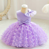 Fluttering Butterfly Tutu Dress - Sleeveless & Bow-Accented - Adorable Flower Girl Princess Outfit for Party Celebrations