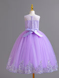 Gorgeous Sequin Trim Sleeveless Princess Dress Comfy Tutu Dress Kids Clothes For Party Performance