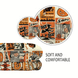 Traditional Halloween Horror Theme Knitted Throw Blanket - Vintage Trick or Treat & Jack-o'-Lantern Patterns - All-Season Polyester, Multiple Embellishments