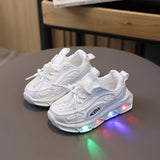 Kids' Comfy LED Light Up Chunky Sneakers - Trendy Solid Casual Shoes with Non Slip Sole and Lace Up Closure for Outdoor Fun and Play!