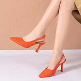 Chic Slingback Stiletto Pumps - Sleek Solid Color with Adjustable Buckle, Elegant Pointed Toe for Formal Occasions