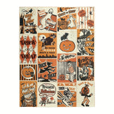 Traditional Halloween Horror Theme Knitted Throw Blanket - Vintage Trick or Treat & Jack-o'-Lantern Patterns - All-Season Polyester, Multiple Embellishments