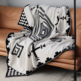 1pc Cozy Argyle Plaid Knitted Blanket - Soft Premium Sense Fleece Jacquard Throw for Home, Nap, Travel, and Outdoor - Single Sided, Cross Pattern, Vibrant Colors, and Lightweight Design