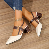 Chic Slingback Mid-Heel Sandals for Women - Pointed Toe, Solid Color, Perfect for Any Occasion