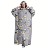 1pc Unisex Super Soft Extra Long Hoodie Blanket - Cozy Giant Hooded Wrap for Women & Men Adults - Ultra-Comfortable Fluffy Wearable Sweatshirt, Perfect for Lounging