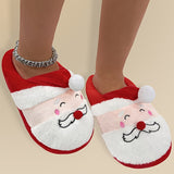 Casual Cute Cartoon Santa Claus Design Slip On Home Shoes For Girls Boys, Lightweight Warm Slippers For Indoor Party, Autumn And Winter, Christmas Gifts