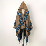 Chic Vintage Geometric Plaid Shawl Scarf - Dual-Use Hooded Wrap & Blanket Coat - Cozy Warm Fashion Accessory for Women