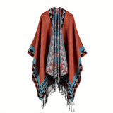 Generous Solid Color Cashmere-Feel Shawl Cape - Timeless Elegance, Ultra-Warm & Reversible - Versatile Windproof Cardigan-Style Wrap