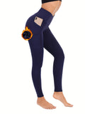 Tummy Control & Comfort: High Waisted Gym Fleece Leggings For Women's Activewear