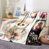 1pc Adorable Owl Print Flannel Blanket - Ultra-Soft & Cozy, Perfect Gift, Ideal for AC Rooms, Versatile Use for Adults