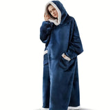 Cozy Sherpa Fleece Hooded Wearable Blanket - Soft, Warm, and Stylish for Couch or Bed