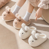 Cotton Cartoon Slippers For Women, Indoor Home Slippers With Soft Fleece Lining, Thick Sole, And Cartoon Pattern, Machine Washable