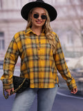 Plus Size Plaid Print Shirt - Relaxed Casual Long Sleeve Button Up with Lapel Collar and Loose Fit - Designed for Womens Plus Size Clothing Collection