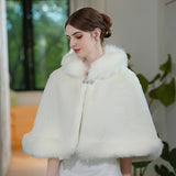 Luxurious Faux Fur Collar Shawl - Stylish, Elegant, Thick, Warm, Windproof, and Fuzzy - Perfect for Bridal, Wedding, and Outdoor Events