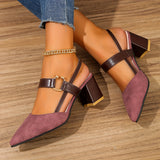 Chic Slingback Mid-Heel Sandals for Women - Pointed Toe, Solid Color, Perfect for Any Occasion