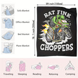 1pc Cozy Flannel Motorcycle Rat Blanket Shawl - Soft, Warm, and Funny Digital Print for Bedroom, Living Room, Office, and Travel - Perfect for Chilly Nights and Outdoor Adventures