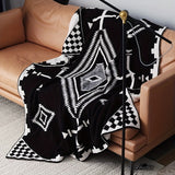 1pc Cozy Argyle Plaid Knitted Blanket - Soft Premium Sense Fleece Jacquard Throw for Home, Nap, Travel, and Outdoor - Single Sided, Cross Pattern, Vibrant Colors, and Lightweight Design