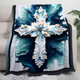 1pc Cozy Floral Cross Print Blanket - Ultra-Soft, Warm, and Versatile Throw for Couch, Sofa, Office, Bed, Camping, and Travel - Perfect Multi-Purpose Gift for All Seasons