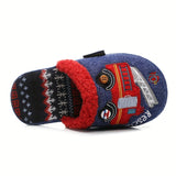 Cuddly Cartoon Character Soft Plush Cozy Slippers - Boys' Anti-Skid Warm Slip-On Shoes for Indoor Home Use with Soft Fleece Lining and Grip Sole - Perfect for Cold Winter Days and Lounging Around the House