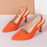 Chic Slingback Stiletto Pumps - Sleek Solid Color with Adjustable Buckle, Elegant Pointed Toe for Formal Occasions