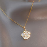 Elegant White Camellia Flower Necklace - Versatile, Durable & Lightweight, Perfect Gift for Any Occasion