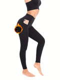 Tummy Control & Comfort: High Waisted Gym Fleece Leggings For Women's Activewear