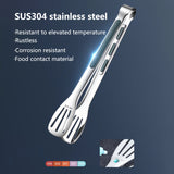 Stainless Steel Cooking Tongs - 3-Line Hollow Design, Anti-Scald Silica Gel, Dishwasher Safe - Small, Medium, Large