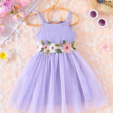 Girls' Summer Princess Dress - Floral Embroidery, Breathable Mesh, Perfect for Party & Beach Wear