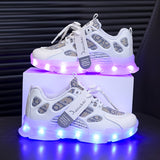 USB Rechargeable LED Light Low Top Sneakers - Breathable, Lightweight, Casual Running Shoes with Cool Design for Boys - Perfect for All Seasons and Outdoor Activities