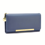 Stylish Long Bifold Wallet, Casual Metal Decor Coin Purse, Women's Versatile Card Holder & Organizer