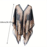 Oversized Paisley Print Chiffon Shawl Thin Breathable Sunscreen Cape Boho Travel Beach Towel Outdoor UV Protection Cardigan Windproof Wrap