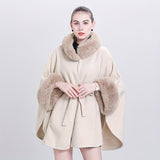 Large Elegant Otter Rabbit Fur Collar Shawl - Oversized, Exceptionally Warm, and Soft for Women - Perfect for Autumn and Winter in Relaxed Sweater Coat Style