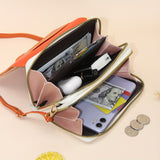 Fashion Double Zipper Clutch Wallet, Color Contrast Crossbody Bag, Women's Flap Mobile Phone Purse