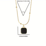 1pc Exquisite Minimalist Square Black Pendant Necklace - Chic Fashion Accessory with Alloy Material, No Mosaic, and No Plating - Perfect Party Gift for Girls and Women