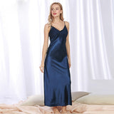 Women Long Sexy Nightwear Satin Sleepwear Silk Spaghetti Strap Sleepshirts Plus Size Nightdress Lingerie Night Wear Dress Gown