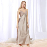 Women Long Sexy Nightwear Satin Sleepwear Silk Spaghetti Strap Sleepshirts Plus Size Nightdress Lingerie Night Wear Dress Gown