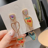 lutaotie Fairy Glass Heart Drop Earrings