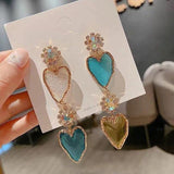 lutaotie Fairy Glass Heart Drop Earrings