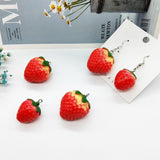 lutaotie Asymmetrical Strawberry Berry Cute Drop Earrings