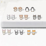 lutaotie Sweet Cute Cuddly Critters Charm Mini Stud Earrings