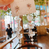 lutaotie Drop Fairy Flower White Earrings