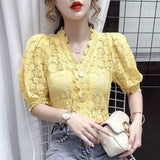 lutaotie Sunshine on Petals Lace Blouse Fairycore Top