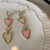 lutaotie Fairy Glass Heart Drop Earrings