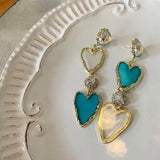 lutaotie Fairy Glass Heart Drop Earrings