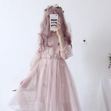 lutaotie Floral Flounce Fairycore Dress